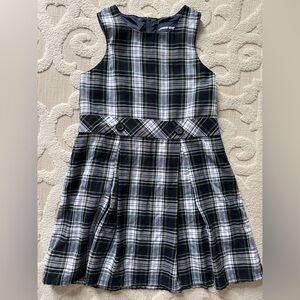 Lands' End Kids Plaid Dress in Black and White